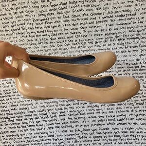 Tan Patent Faux Leather Flats
